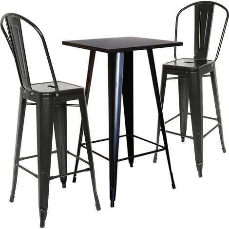 Mesa de bar,Mesa de Cocina, Mesa de Comedor,Estilo Industrial,Fácil de Montar, 60×60×103cm