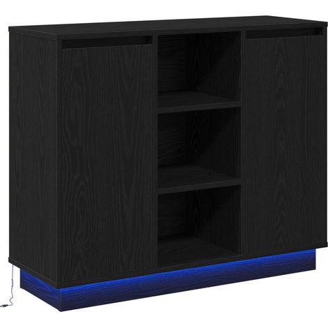 Maison Exclusive - Madia LED Rovere Nero 90 x 32 x 75 cm Legno multistrato