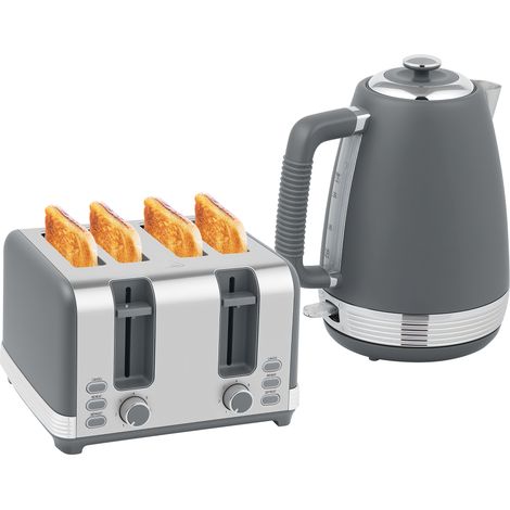 Stainless Steel Panel Kettle Toaster Set - Grey (1/5)