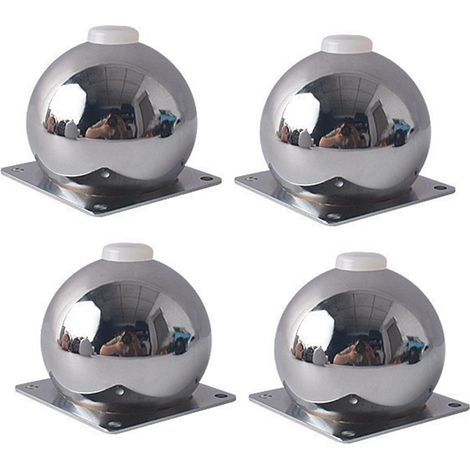 Stück Tischbeine aus Kohlenstoffstahl, runde Kugel-Sofabeine, Metallmöbel-Stützfüße, Hardwarebeine für TV-Ständer, Couchtischbeine (10 cm, Silber)