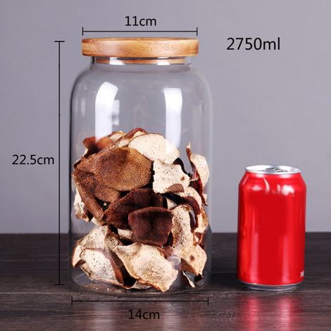 Bocal hermétique en verre et bois avec couvercle, idéal pour ranger les aliments dans la cuisine et sur le plan de travail.-AquaForge (1/5)