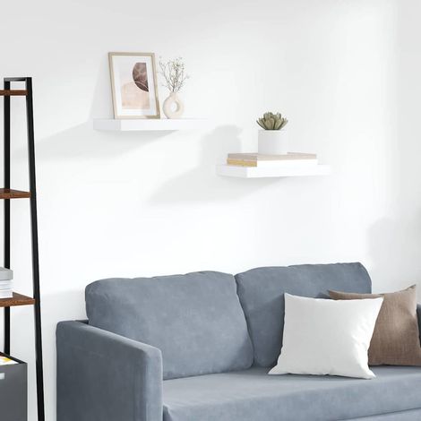 vidaXL Estantes flotantes de pared 2 uds MDF blanco 40x23,5x3,8 cm (1/5)