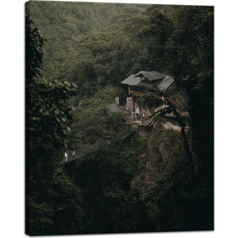 Leinwanddruck Naturhaus in den Bergen 40x50 cm