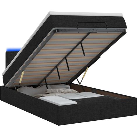 Maison Exclusive - Lit coffre avec matelas et LED Noir 120 x 190 cm Tissu (1/5)