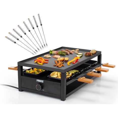 Raclette Grill für 8 Personen Ablage für Pfännchen, 44x25cm, 1300Watt & 8 Gabeln (1/5)
