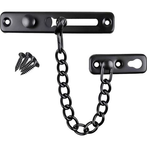 Chaîne de Porte de Sécurité acier inoxydable, Limiteur de Porte Étroit Serrure Verrou Portes Anti-Vol à Ressort, Chaîne de Sécurité de Protection, Verrou Coulissant pour Fenêtres Hôtels Noir (1/5)