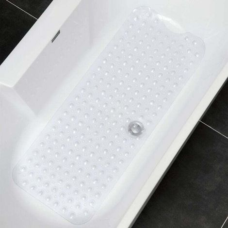 Shower Mat, Non-Slip Bath Mat, Bath Mat, Non-Slip Bath Mat for Bathtubs, Super Suction Cups, Mould-Resistant, Antibacterial, 100cm x 40cm, Transparent (1/4)
