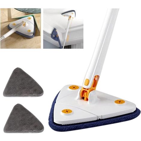 Vadrouille de Nettoyage Réglable Rotative à 360°, Telescopic Triangular Mop avec Compression Automatique de l\'eau (Blanc, 1Pc) (1/4)