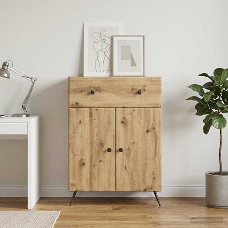 Buffet en bois d’ingénierie chêne artisanal avec rangement 66 x 34,5 x 90 cm - PANGIVO (1/5)
