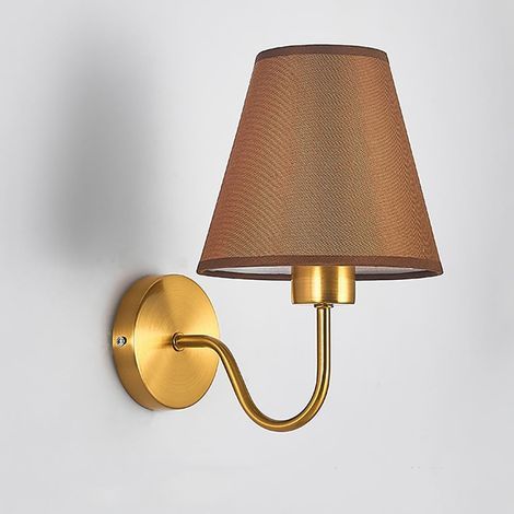 Applique Murale Intérieure Vintage Lampe Murale Dorée avec Abat-jour en Lin Beige pour chambres d'hôtel Chambre Salon,Escalier,Couloir,Sentier (sans ampoules) (brun) (1/5)