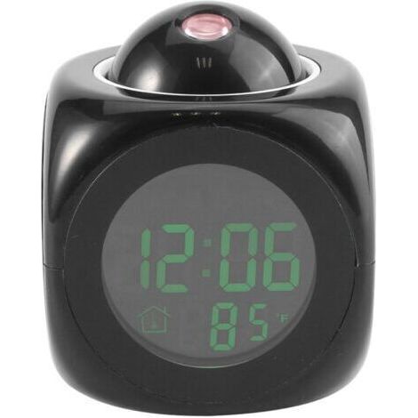 Proiettore LCD digitale multifunzionale da parete con messaggi vocali, visualizzazione della temperatura e sveglia a LED. (1/5)