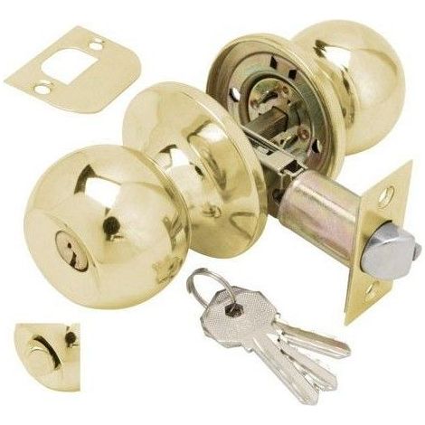 Poignée de porte avec clé et condamnation laitonée pour entrée