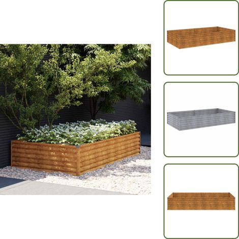 The Living Store Lit surélevé de jardin 195x100x36 cm acier corten - Bac à fleurs (1/5)