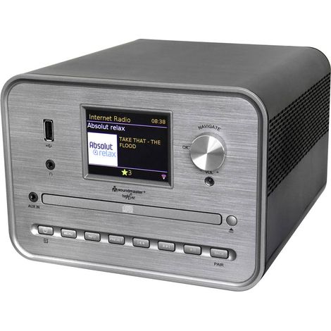soundmaster Lettore CD Argento Internetradio, DAB+, WLAN, USB, incl. Altoparlante