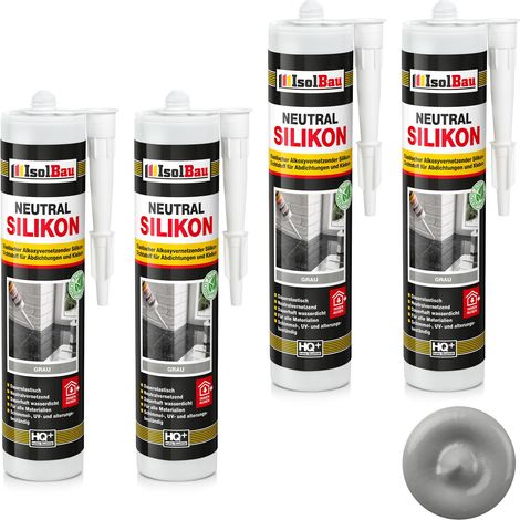 Neutralsilikon Naturstein Silikon Granit Marmor Sanitär Inn/Auß 4 x 300ml Grau (1/5)