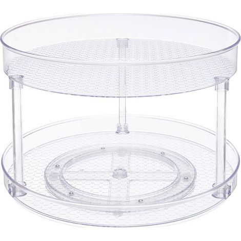 Plateau de rangement tournant à 2 niveaux, transparent, 30,5 cm (1/4)