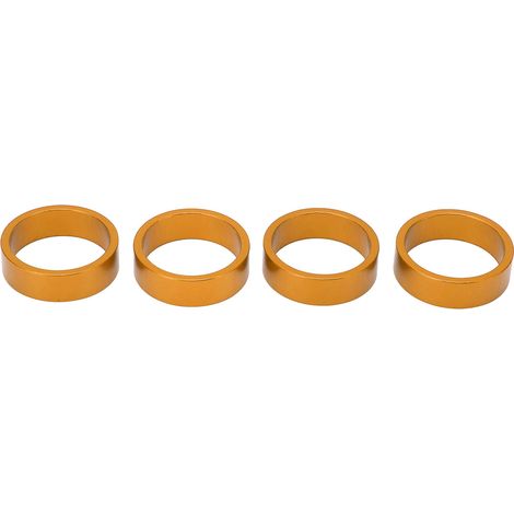 Lot de 4 entretoises de guidon et de potence en alliage d'aluminium pour vélo de route et VTT, 28,6 x 10 mm (1,13 x 0,39 po), couleur or. (1/5)