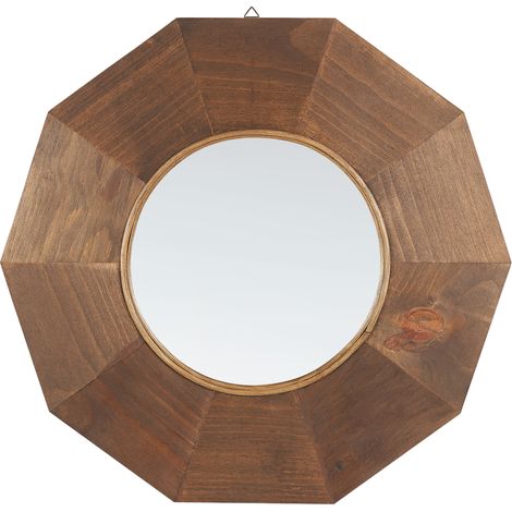 Espejo de pared de madera de álamo marrón 60 cm colgante rústico moderno Asem