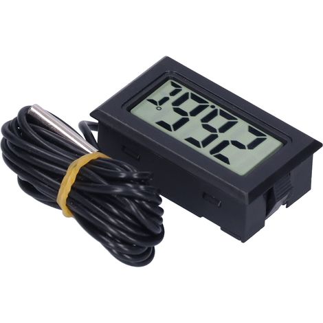 Digitales Mini-LCD-Thermometer mit Kabelanschluss, elektronisches Temperaturmessgerät FY13001, Schwarz (1/5)