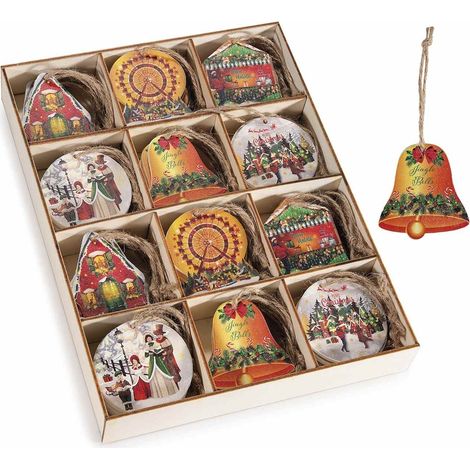 Set 72 Decorazioni Natalizie da Appendere in Legno Colorato - Figure Miste (1/3)