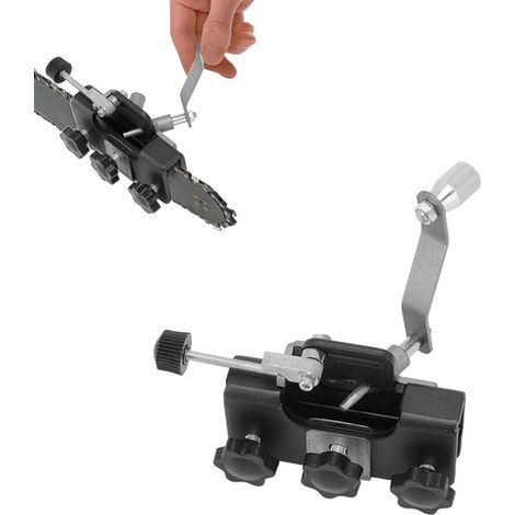 Tragbarer Kettenschleifer mit Handkurbel, Schleifkopf und Kettenschleifer-Klemmset, geeignet für verschiedene Kettensägen und Elektrosägen. (1/5)