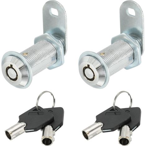 Verrou de Meuble avec Clé, 2 Pcs 1-4/7" (40mm) Verrou de Cylindre de Verrouillage à Came Différente en Alliage de Zinc Chromé Serrures de Tiroir à Came Tubulaire Clé Amovible (1/5)