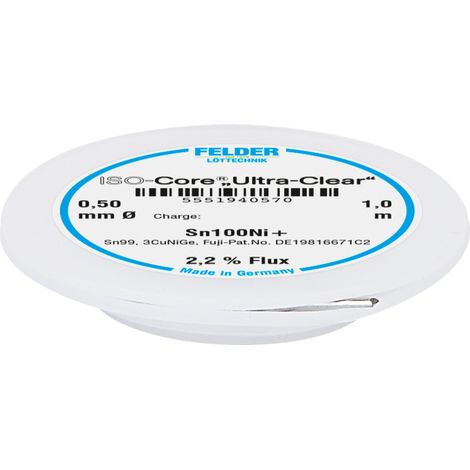 Felder ISO-Core "Ultra-Clear" Sn100Ni+ Lötzinn, bleifrei Spule Sn99,25Cu0,7Ni0,05 0.5 mm