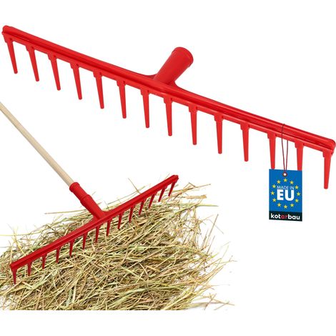 KOTARBAU® Rateau Jardin - Rateau À Feuille - Plastique - 54 cm - 14 Dents - Sans Manche - Extra-Click - Léger - Balai a Gazon - Ergonomique - Rouge (1/5)