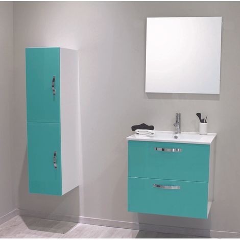 ONDEE ZEN - 2 Façades de tiroir MIXY - pour meuble de salle de bain - 60cm - Vert d'eau - Laqué (1/4)