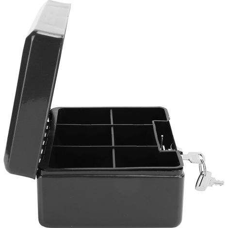 Coffre-fort portable 6 pouces avec serrure à clé, idéal pour bureau ou maison - Noir