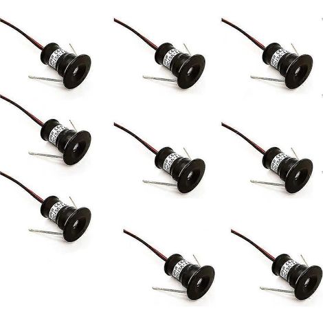 Noir 9pcs Mini 12v 1w LED Spots encastrés au plafond IP65, 3000k (120, Blanc chaud). (1/4)