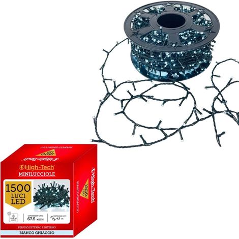 HIGH-TECH FILO LED 1500 MINILUCCIOLE BIANCO GHIACCIO CON BOB 67.5 MT USO INTERNO E ESTERNO (1/5)
