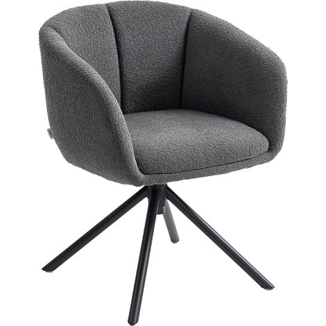 CHICFURN Sillón giratorio 58,5 x 59 x 78,5 cm de poliéster gris oscuro con reposabrazos (1/5)