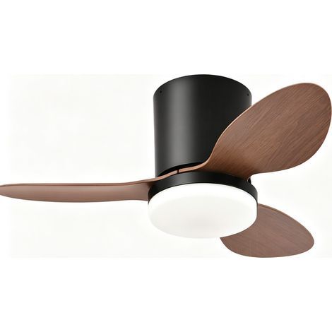 63cm Lampe Ventilateur Plafond Silencieux Avec Télécommande, Petit Ventilateur Plafonnier Avec Lumiere Intégrée, Luminaire Ventilateur Plafonnier Design Pour Chambre, Reversible Motore DC, 6 Vitesses- (1/5)