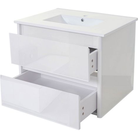 [NEUWERTIG] Waschbecken + Unterschrank HHG-627, Waschbecken Waschtisch Badezimmer, hochglanz 50x80cm weiß (1/5)