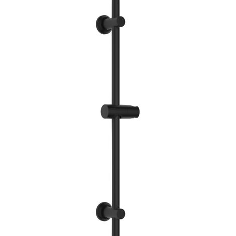Barre de douche en acier inoxydable avec support de douchette et fixations murales réglable compatible trous existants, colonne de douche 70 cm noir (1/5)