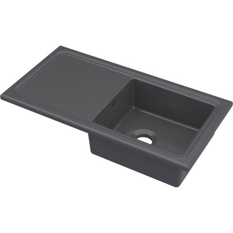 Nuie Inset Fireclay Kitchen Sink 1.0 Bowl 1010mm L x 525mm W - Soft Black (1/3)