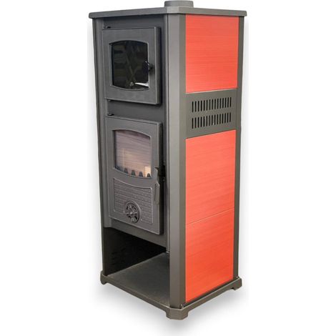 Stufa riscaldamento a Legna con forno Struttura in acciaio 11.3 kW Kalorosa -  Red (1/5)