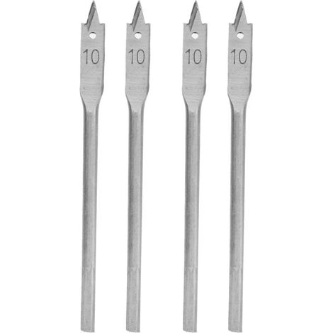 Jeffergarden Jeu de 4 forets plats à bois en acier à haute teneur en carbone, outil de perçage 3 points de 10 mm-DOU