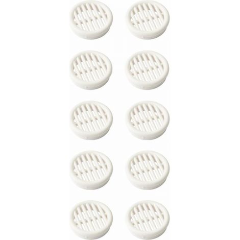 10x Rundes Lüftungsgitter aus Kunststoff, 39,5 mm Einbaudurchmesser, 11,0 mm Höhe, Lüftungsabdeckung, Schutz für Decke und Wand, Weiß (1/3)