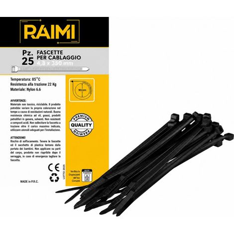 EcoPrice Fascette Cablaggio 4.8x350mm 25pz Nero RM-FC4835N