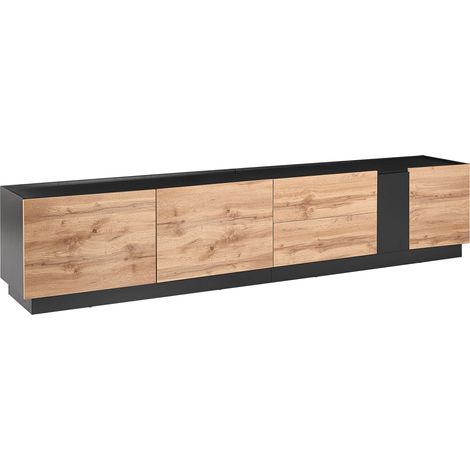 Mueble TV moderno minimalista unidad multimedia aparador 3 puertas compartimentos almacenaje marrón claro Cloncurry (1/5)