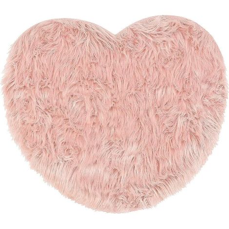 Tapis Salle De Bains Chambre Motif Coeur Shaggy Antidérapant Douche - Rose