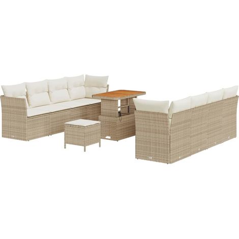 Maison Exclusive - Gartensofa-set mit Kissen 11 pcs Beige und Cre