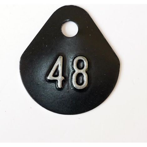 Chiffre goutte d'eau fond noir (à l'unité) estampé "48" en relief blanc hauteur d'écriture 11mm DERANCOURT