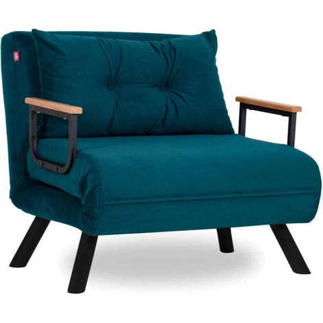 Keoni Sessel, Liegestuhl, Armlehnen, Belastbar bis 100 kg, 60x78x78h cm, Aqua-Grün