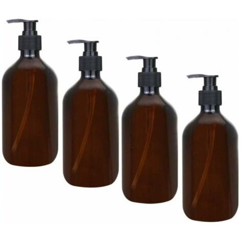 4Pcs Distributeur Ambre Flacons de Distributeur de 500 ML Ambre Bouteilles de Pompe Ambre Vide Bouteille en Plastique pour Lotion Gel Douche Savon pour Les Mains Détergent (1/5)