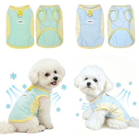Gilet Refroidissant Chien, Lot de 2, Respirant, Soie Glacee, Anneau D, Ete, Frais, Animal (1/5)