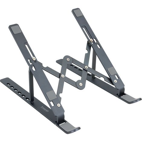 Soporte elevador universal TooQ TQLRS0033-AL-G para portátil y monitor, base resistente de aluminio con diseño ergonómico y estable, color gris