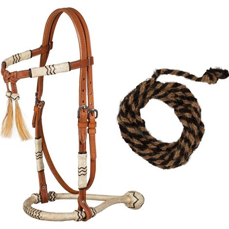 Bosal set in rawhide intrecciato e cuoio con mecate in crine (1/5)